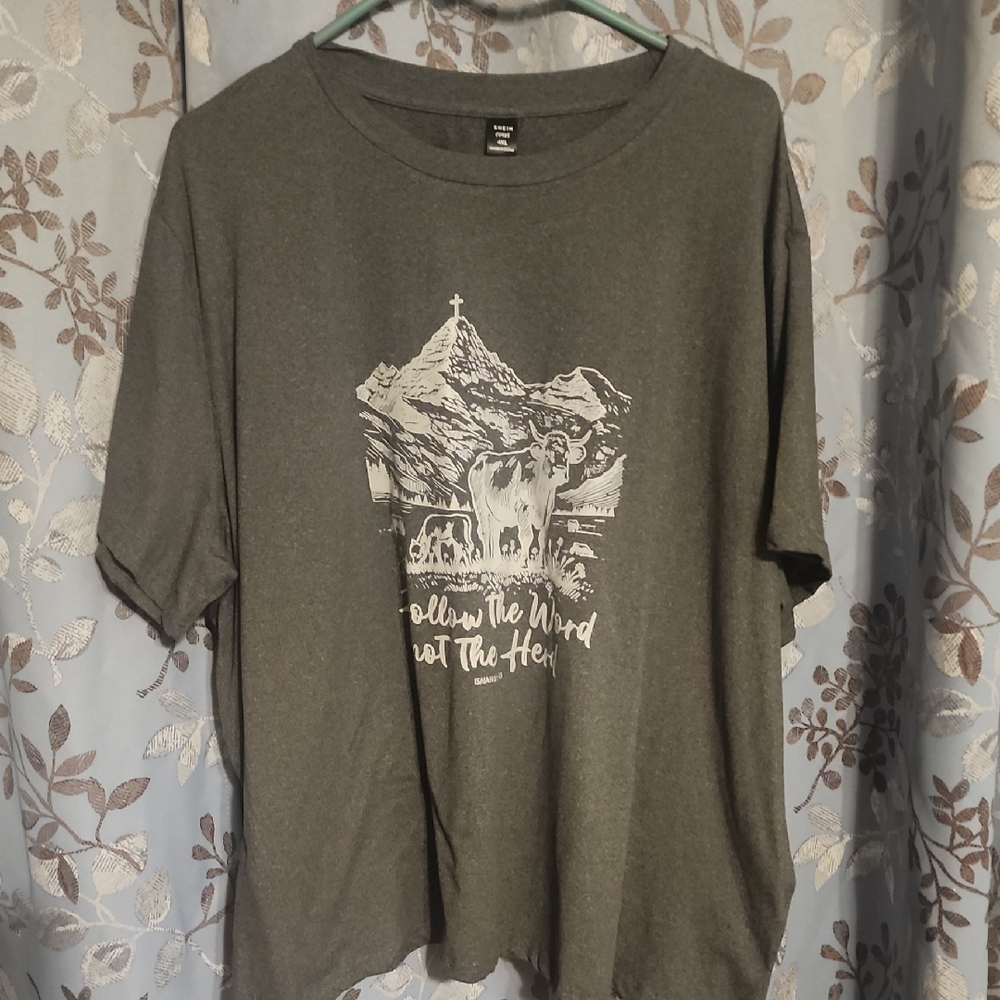SHEIN Gray Graphic Short Sleeve Tee